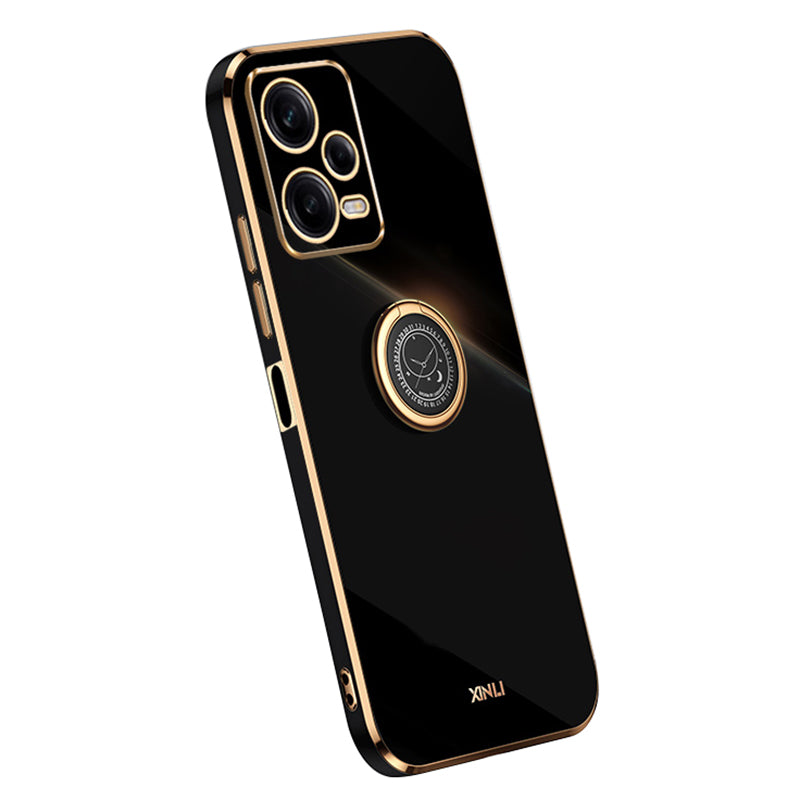 XINLI Phone Case for Xiaomi Redmi Note 12 Pro 5G Electroplating Golden Edge Ring Holder Kickstand TPU Phone Cover XINLI Phone Case for Xiaomi Redmi Note 12 Pro 5G Electroplating Golden Edge Ring Holder Kickstand TPU Phone Cover